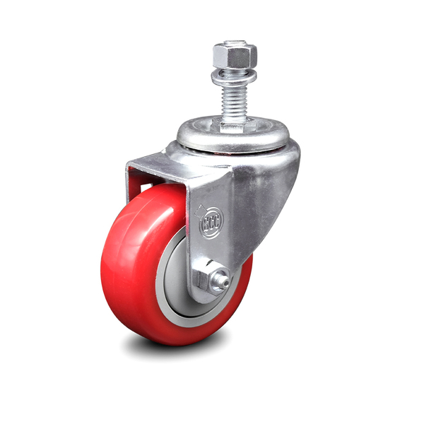 Service Caster 3 Inch Red Polyurethane Wheel Swivel ½ Inch Threaded Stem Caster SCC SCC-TS20S314-PPUB-RED-121315